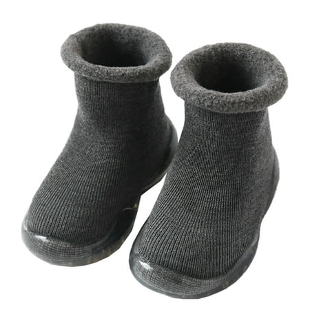 

NUOLUX Cotton Baby Slipper Sock Skid Resistance Baby Slipper Sock Warm Baby Footgear Winter Baby Prewalker (Grey Size 20/21)