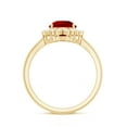 thumbnail image 2 of Rosec Jewels Lab Grown Ruby Ring with Diamond Halo for Women - 7X10 mm - AAAA Grade, 18K Yellow Gold, US 4.00, 2 of 8