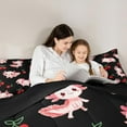 thumbnail image 3 of Cute Axolotl Comforter Set Queen for Kids, Red Cherry Bedding Set Kawaii Salamander Quilt for Girls Boys Teens Women Bedroom, Cartoon Coastal Animal Bedding Comforter Sets, Black, 3 of 7