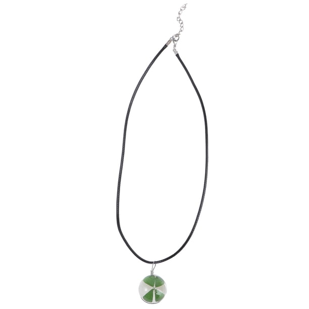 EeaseMX Colgante ovalado Collar prensado de flores Collar de trébol seco para mujeres niñas