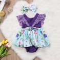 thumbnail image 3 of ITFABS Girl Ruffle Sleeve Flower Romper/Sleeveless A-line Dress Sisters Outfits, 3 of 8