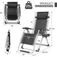 thumbnail image 4 of Zero Gravity Chair with Cushion, Reclining Outdoor Patio Lounge Chair, Folding Indoor Anti Gravity Recliner, Portable Lounger with Removable Cup Holder Side Tray and Pillow Headrest (Black), 4 of 11