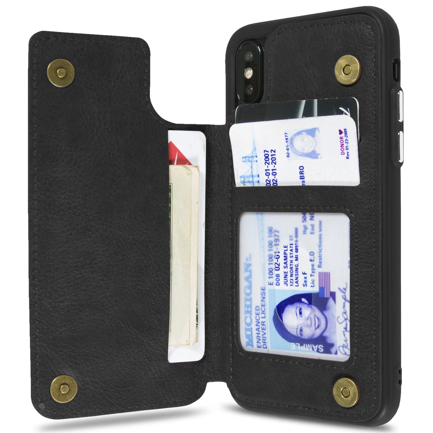 CoverON Apple iPhone XS / iPhone X Wallet Case, Daytripper Series Slim Fit Vegan Leather Credit Card Holder Phone Cover