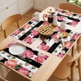 thumbnail image 5 of Pink Flower Placemats Set of 6 Black White Stripesvintage Floral Place Mats Indoor Wipeable Table Mats Washable Cloth Dining Table Placemats for Kitchen Holiday Party Home Decor 13x19 Inch, 5 of 9