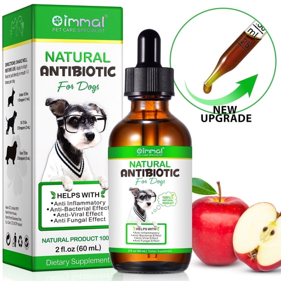 Oimmal Natural Antibiotic for Dogs, Dietary Supplement with Apple Cider Vinegar, Supports Overall Wellness & Comfort, 2 fl oz (60 ml)