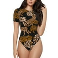 thumbnail image 2 of Picia Leopard Print Womens One Piece Swimsuits Modest Tummy Control Bathing Suits Lace Up Slimming Swim Suit-Large, 2 of 9