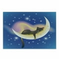 thumbnail image 1 of Cat Cutting Board, Cat Sleeping on Crescent Moon Stars Night Dreams Themed Design, Decorative Tempered Glass Cutting and Serving Board, Small Size, Yellow Blue, by Ambesonne, 1 of 1