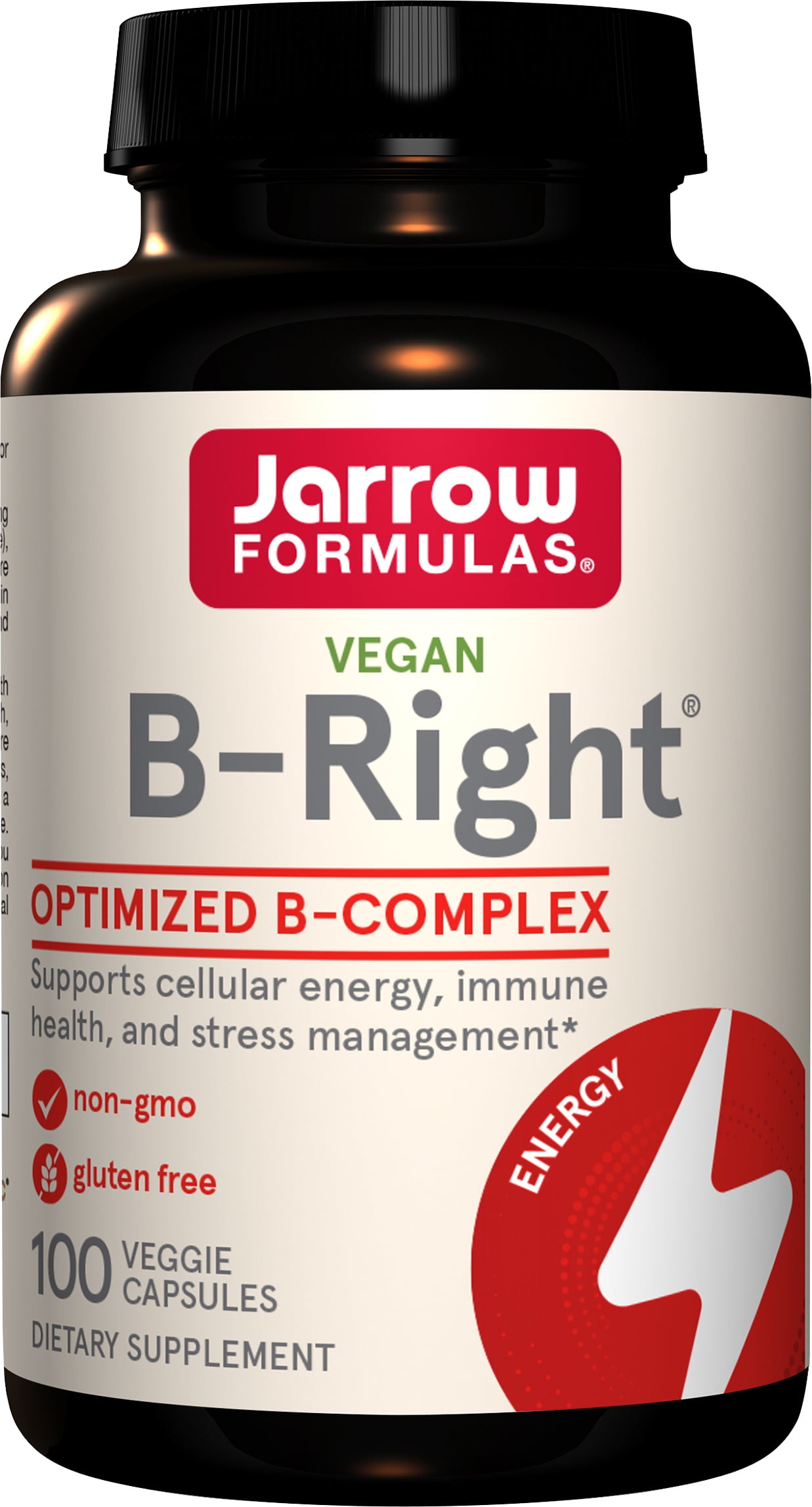 Jarrow Formulas B-Right - 100 Veggie Caps - Low-Odor Vitamin B-Complex Formula - Supports Cellular Energy, Immune Health & Stress Management - Dietary Supplement - 100 Servings - Vegan - Gluten Free