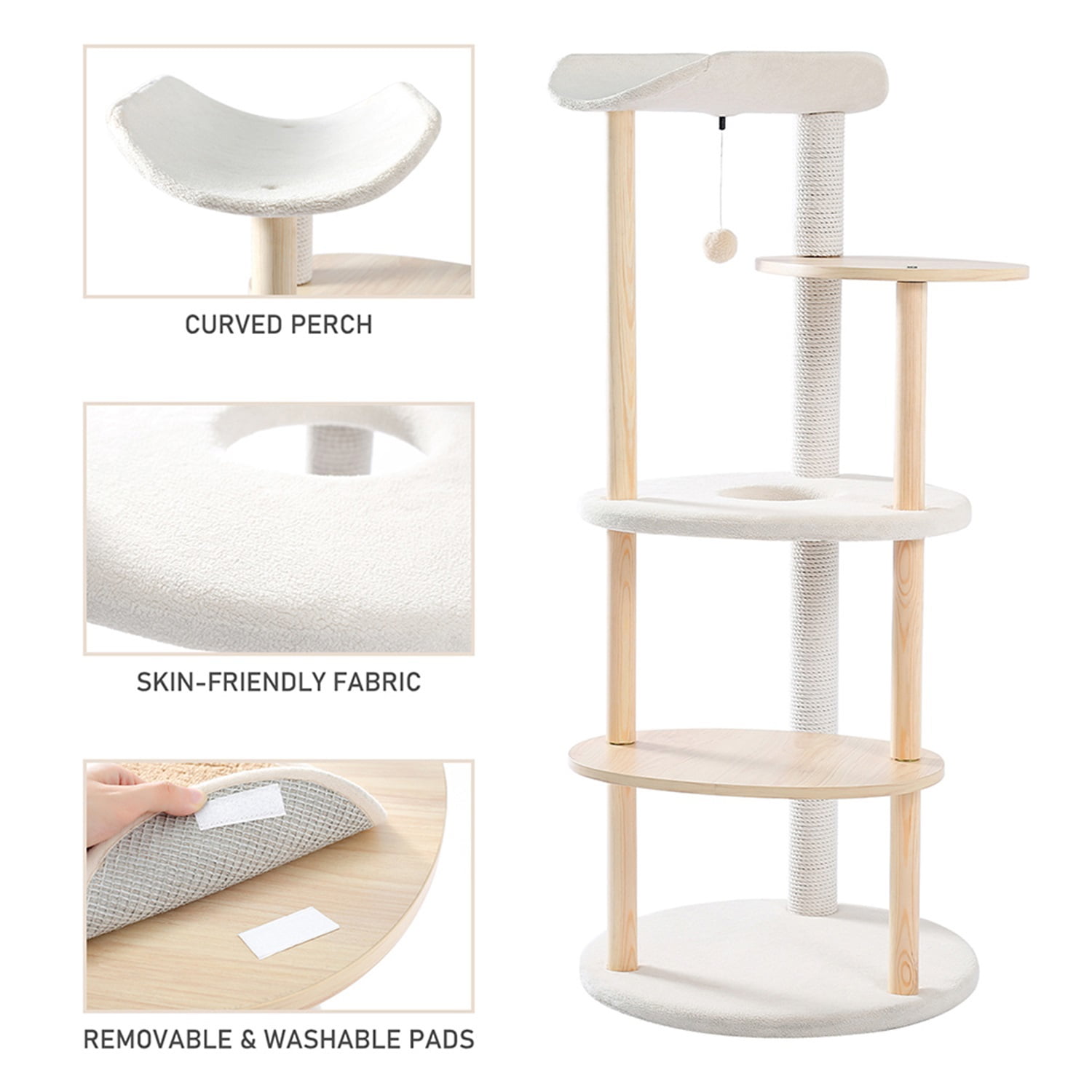 Pefilos Cat Tree Tower for Large Cats Cat Tree for Indoor Cats, Kitty Climbing Cat Scratching for Furniture with Scratching Post, Dangling Ball for Indoor Cats Upgraded, Beige Pefilos Cat Tree Tower for Large Cats Cat Tree for Indoor Cats, Kitty Climbing Cat Scratching for Furniture with Scratching Post, Dangling Ball for Indoor Cats Upgraded, Beige