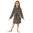 thumbnail image 6 of FORMRS Niños Bathrobe Unisex Hooded Robe Soft Plush Pajamas Sleepwear, Size 7-9T, Black Geometric, 6 of 7