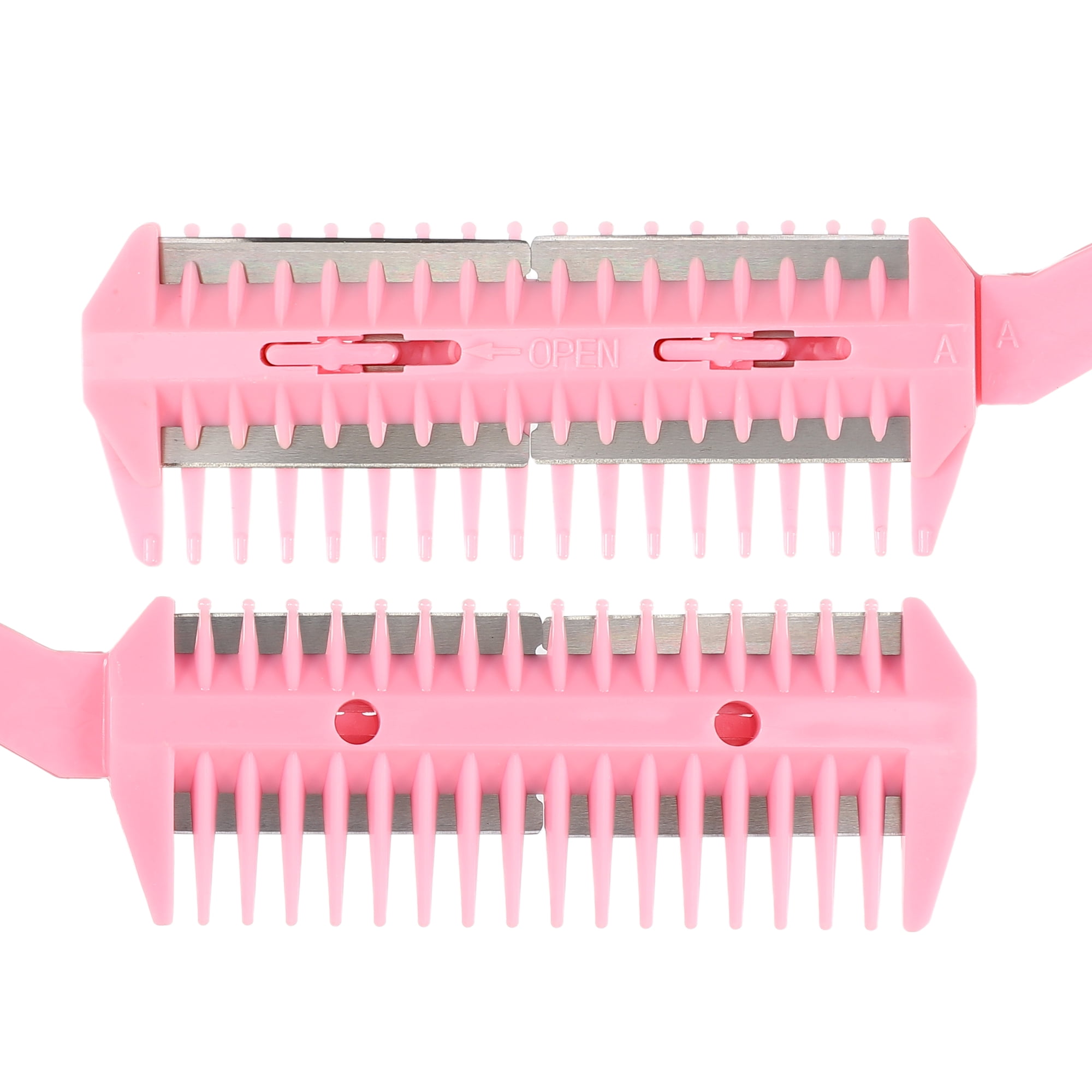 Unique Bargains 6 Pcs Split Ends Dual Edge Razor Comb Hair Trimmer Hair Thinning Comb Pink