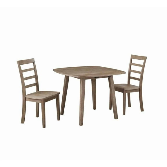 Boraam Boulder 3-Piece Wood Dining Set in Barnwood Wire-Brush Finish