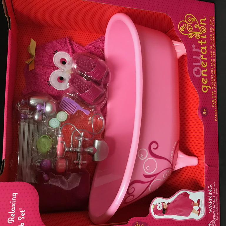 OUR GENERATION DOLL BATH-TUB/ACCESSORIES..OWL BE RELAXING FOR 18