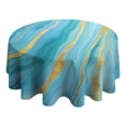 thumbnail image 4 of Blue and Gold Marble Shimmer Streaks Pattern Round Tablecloth 60"x60",Wrinkle Wipeable Table Cloth for Kitchen Dining Room Picnic Patio Party, 4 of 6