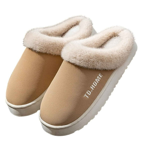 CHUMUD Plush Slippers for Men, Winter Warm Faux Fur Slip On House Shoes with Faux Fur Lining Indoor Outdoor