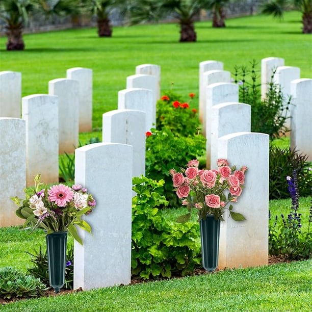 6 Pack Cemetery Vases for Grave with Spikes, Memorial Floral Vases