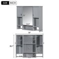 thumbnail image 3 of Tcbosik Wall Mounted Storage Cabinet with Mirror, Modern Medicine Cabinet with Hanging Rods and Doors, Bathroom Cabinet with Adjustable Shelves for Small Space, Grey, 3 of 10