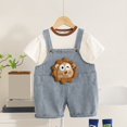 thumbnail image 2 of Odeerbi 0-5 Years Infant Boys Girls Outfits Lion Bib Overall Shorts with Cotton Short Sleeve T-shirt Set Summer Strap Romper Jumpsuit Playsuit, 2 of 6