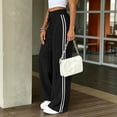 thumbnail image 6 of VV AVEORS Striped Track Pants Women Summer Striped Joggers Baggy Sweatpants Casual Sports Running Tall Petite Black 2XL, 6 of 6