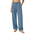 thumbnail image 2 of Stamzod Trousers Pants for Women Business Work Dress Pants Wide Leg Casual Trousers Slacks with Pockets Light Blue M, 2 of 7