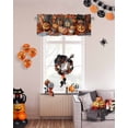 thumbnail image 4 of Halloween Valances for Windows Orange Pumpkin Maple Leaf Window Curtain Rod Pocket Plaid Wood Grain Holiday Window Treatment Decor Valances for Kitchen Living Room Bedroom 54x18in, 4 of 7