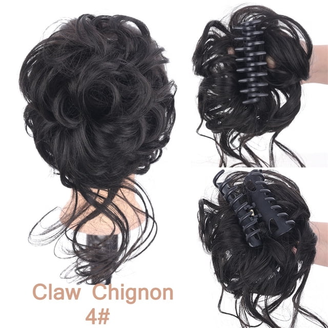 Claw Clip Messy Bun Hair Piece Wavy Curly Hair Chignon Tousled Updo Synthetic Hair Extensions