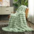 thumbnail image 2 of Faux Fur Plush Throw Blanket Soft Fluffy Bubble Blanket for Couch, Sofa Bedroom, 2 of 5