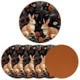 thumbnail image 2 of Rabbit Microfiber Leather Round Coasters (6PCS) - 11x11 cm/4.3x4.3 in, Elegant Drink Coasters Set for Home and Office, Absorbent Coasters for Coffee Table, Bar, and Kitchen Décor, 2 of 6