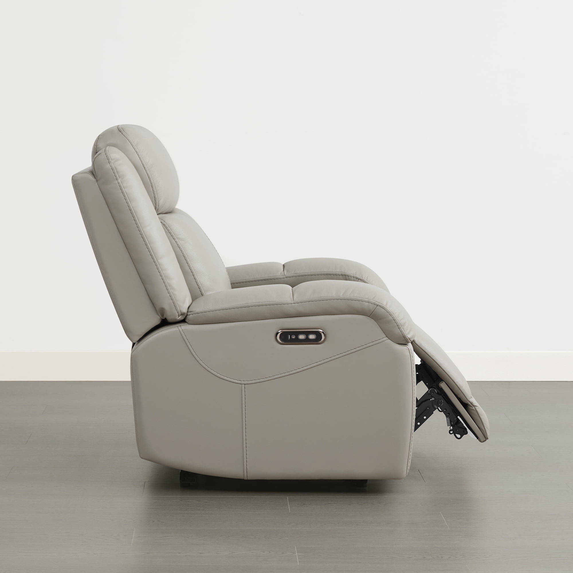 CHITA Genuine Leather Power Recliner Chair with Adjustable Headrest, Gray