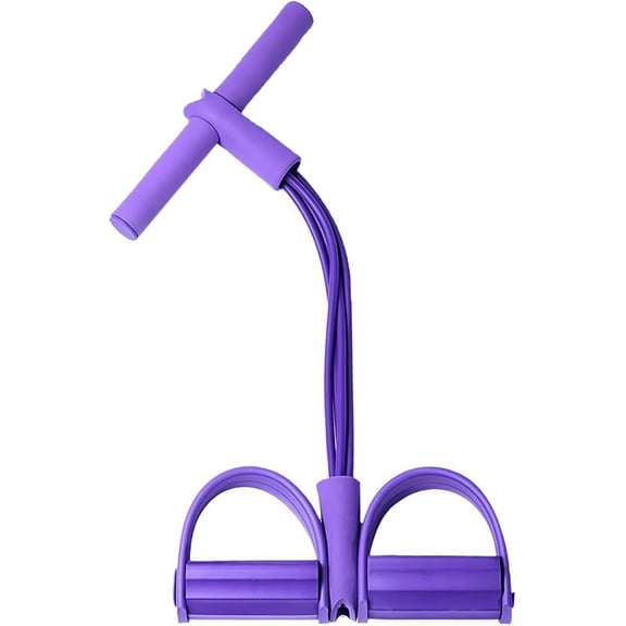 FORICOM 4 Tubes Natural Latex Foot Pedal Elastic Pull Rope with Handle Fitness Equipment Bodybuilding Expander for Abdomen/Waist/Arm/Leg Stretching Slimming Training(Purple)