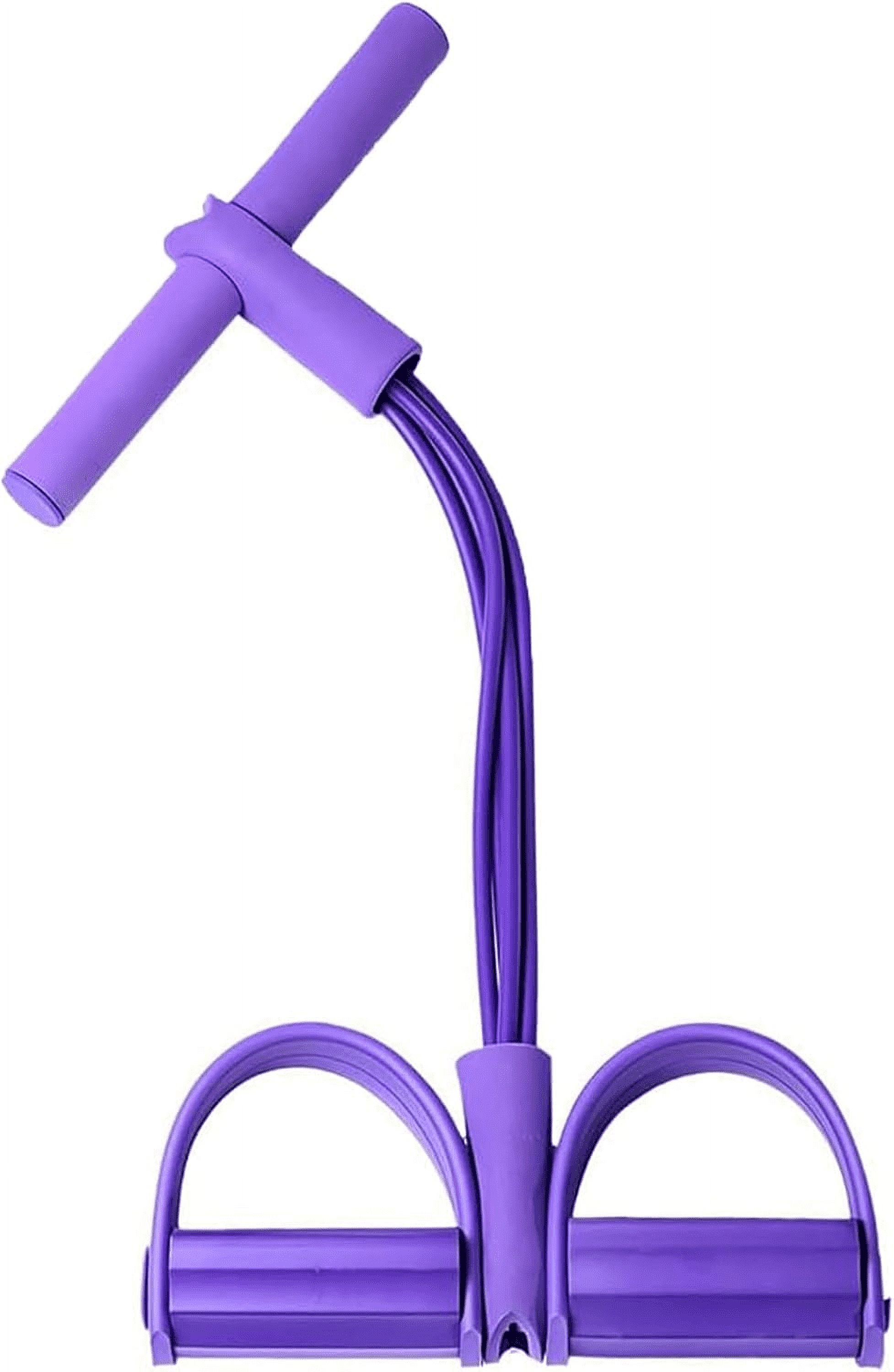 FORICOM 4 Tubes Natural Latex Foot Pedal Elastic Pull Rope with Handle Fitness Equipment Bodybuilding Expander for Abdomen/Waist/Arm/Leg Stretching Slimming Training(Purple)