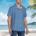 thumbnail image 5 of Fotbe Blue Gingham Hawaiian Shirt For Men Unisex Summer Beach Casual Short Sleeve Cotton Linen Button Down Shirts-Medium, 5 of 9