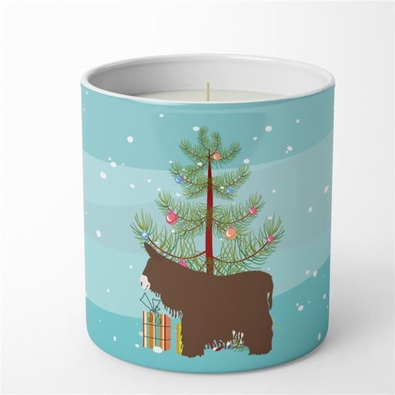 Carolines Treasures BB9219CDL 3.75 x 3.25 in. Unisex Poitou Poiteuin Donkey Christmas 10 oz Decorative Soy Candle, Teal