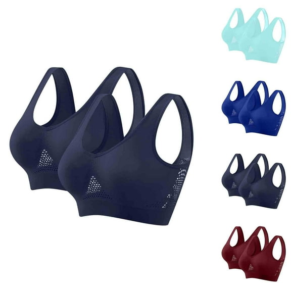 Sports Bras for Women Plus Size, Xunlbb Women Seamless Sports Bra Wirefree Yoga Bra With Removable Pads(Navy,S)