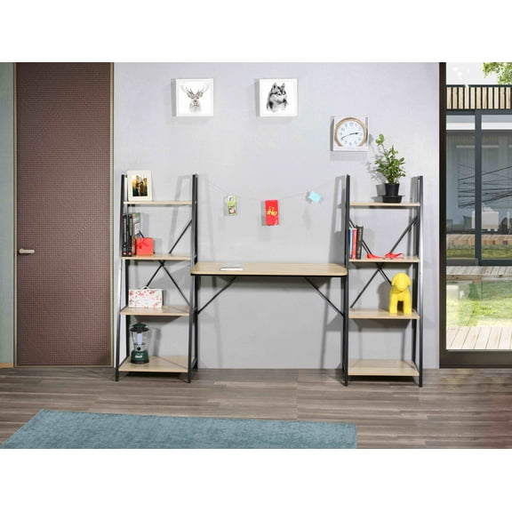 Davee Furniture Oak Writing Desk with 2 Bookshelves