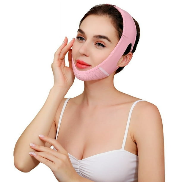 Reutilizable V Line Mask Correa de adelgazamiento facial Reductor de mentón doble Mascarilla para levantar el rostro Cinturón de estiramiento facial Mascarilla adelgazante en forma de V Adepaton XYWJ137