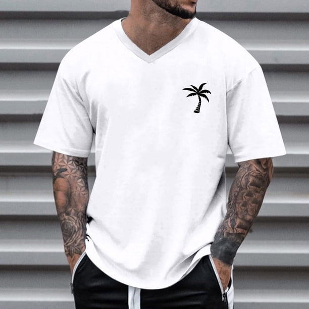 Blusas y camisas de manga corta con cuello en V para hombre, camisetas deportivas de manga corta con cuello en V, camisetas deportivas de trabajo, camisetas de verano para hombre, blusas de manga cort