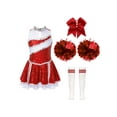 thumbnail image 1 of Oyolan Déguisement de Pom-Pom Girl pour Filles Enfants Robe de Fête Ensemble d'Équipe de Cheerleading à Paillettes avec Pompons A Rouge 6, 1 of 5