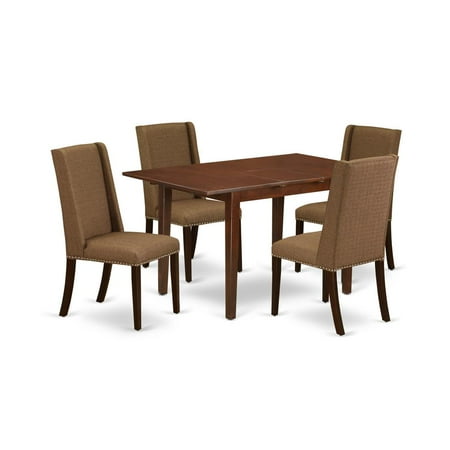East West Furniture Picasso 5-piece Wood Dining Room Set in Mahogany