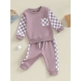 thumbnail image 4 of GXFC Baby Girl Fall Outfits Set Clothes 6M 1T 2T 3T Kids Girl Long Sleeve Plaid Print Sweatshirt Tops Pants 2Pcs Casual Autumn Clothing for Toddler Girl, 4 of 9