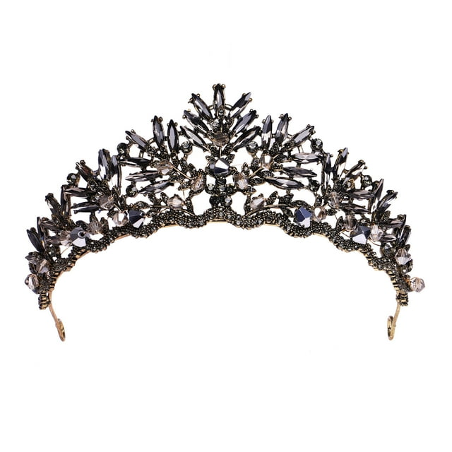 SHISUYAN Beaupretty Vintage Baroque Crown Alloy Headdress Retro Rhinestone Crown Bridal Tiara Hair Accessory Wedding Headpiece