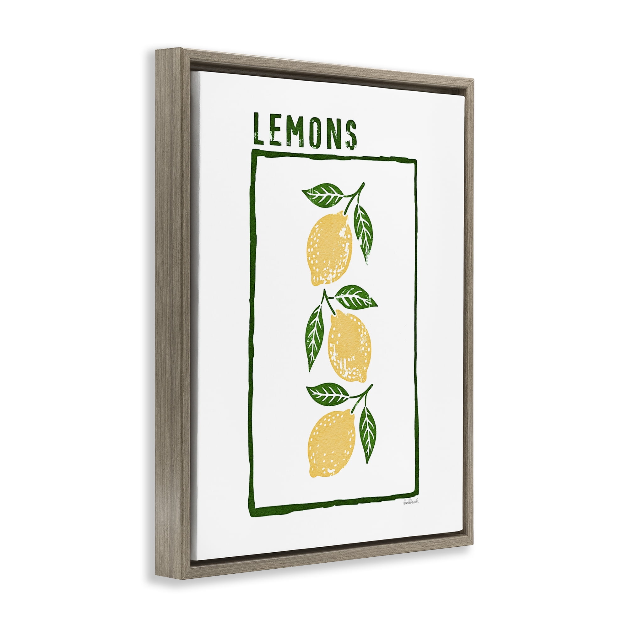 Stupell Industries Tasty Summer Lemons Brown Framed Floater Canvas Wall Art, design by Amanda Greenwood