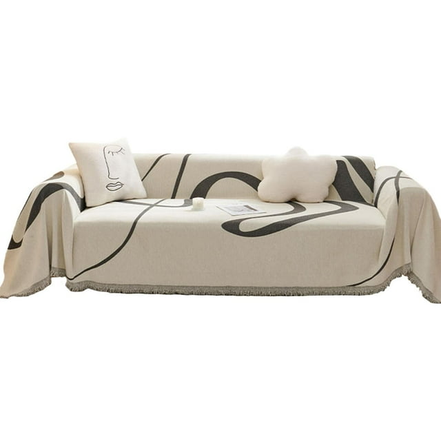 DJN Housse de Canapé en Liquidation pour Canapé Sectionnel Housse de Canapé en Forme de L Couverture Orange Rayée Géométrique pour Chiens Canapé Lavable Moderne pour Salon Coton A B