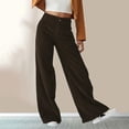 thumbnail image 2 of Summer Pants for Women Ladies' Solid Color Design Casual Pants Business Fashion Comfortable Loose Casual Fashion Women Lounging Workout Pocket Dressy Work Soccer Women's Trouser Brown S, 2 of 8