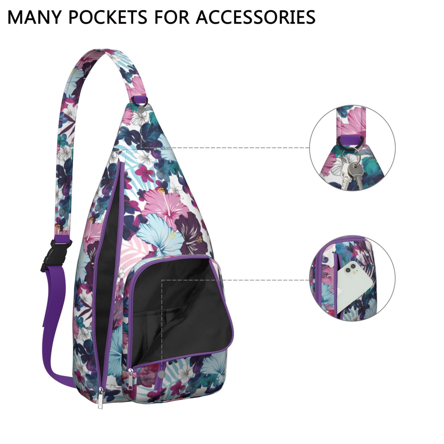 Lightweight Waterproof Sling Bag with Sunflower Pattern for Women