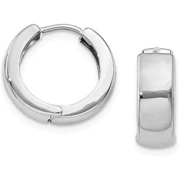 Solid 14k White Gold Huggie Hoop Reversible Earring