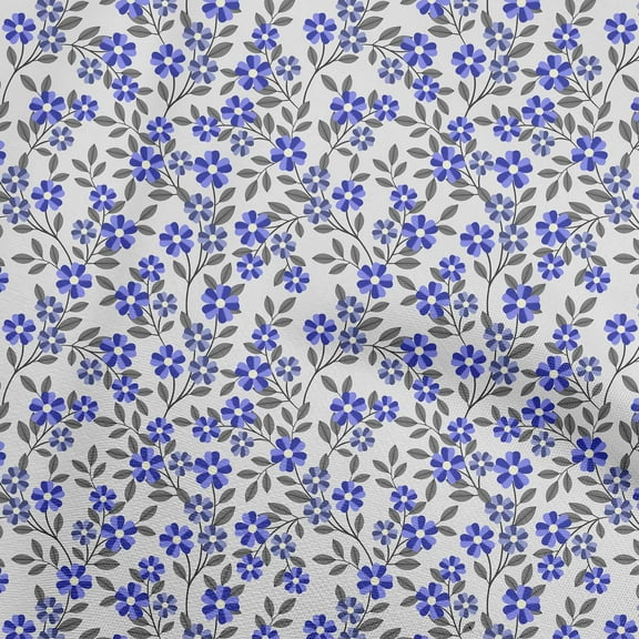 oneOone Polyester Spandex Medium Blue Fabric Floral Sewing Craft Projects Fabric Prints By Yard 56 Inch Wide
