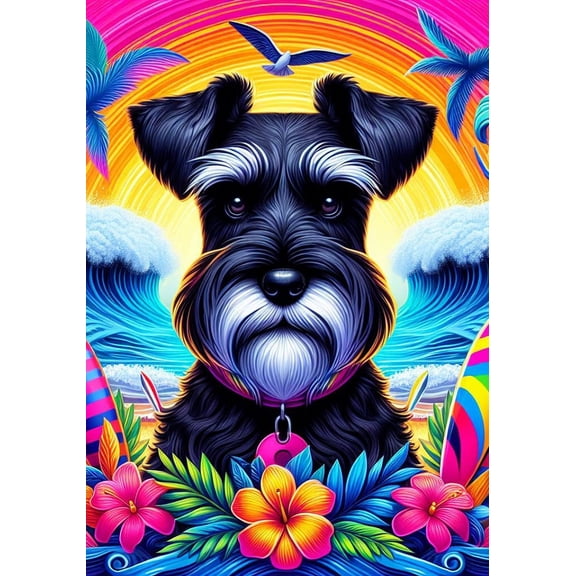Schnauzer Black Uncropped - Best of Breed DCR Summer House Flag 28" x 40"