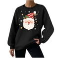thumbnail image 2 of Sakmal Sweatshirts for Women Christmas Crew Neck Black Tops Cute Santa Claus Sweatshirt for Women, 2 of 7