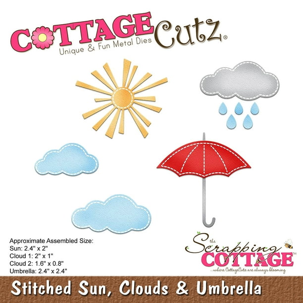 Cottagecutz Die-Cousu Soleil, Nuages & Parapluie